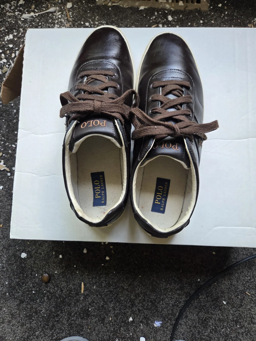 Polo by Ralph Lauren Brown Leather Sneakers with White Soles